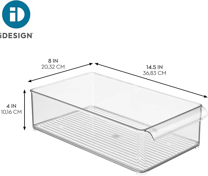 iDesign Large Stackable Fridge or Freezer Bin, Set of 6, Clear | Front Handle, Made in USA - Image 4