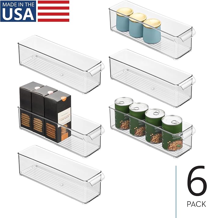 iDesign Stackable Fridge Storage Bin with Handle, Set of 6, Clear | Ideal for Fridge and Freezer, Made in USA - Image 2