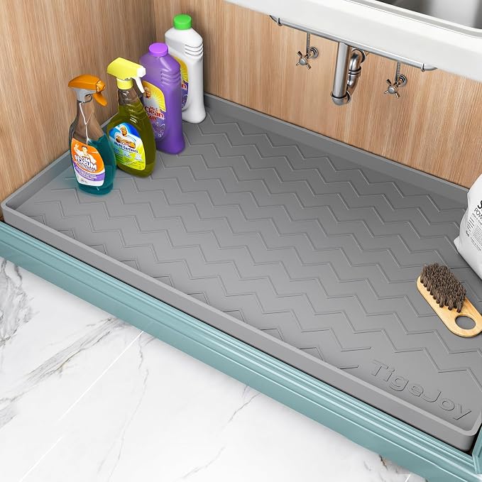 TigeJoy Under Sink Mats for Kitchen Waterproof 37" x 22", Cabinet Liner | Leak-Proof Silicone Mat Sink Protector, Kitchen Essentials Organizer and Storage,Boot or Shoe Tray, Pet Feeding Mat by TigeJoy