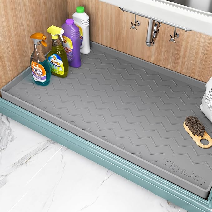 TigeJoy Under Sink Mats for Kitchen Waterproof 19" x 19", Cabinet Liner | Leak-Proof Silicone Mat Sink Protector, Kitchen Essentials Organizer and Storage,Boot or Shoe Tray, Pet Feeding Mat by TigeJoy