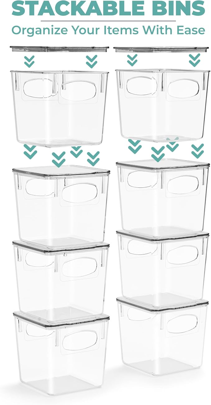 Sorbus Small Clear Plastic Storage Bins With Lids - Stackable Organizer For Toys, Clothes, Medicine, Makeup, Closet, Art Supplies, Bathroom, Shoes (2 Pack) - Image 4