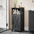 Homhedy Farmhouse Bathroom Storage Cabinet with Doors, Small Floor Cabinet | Toilet Paper Cabinet with Adjustable Shelf, Freestanding Storage Cabinet for Kitchen/Laundry/Living Room, 14"W, Black by Homhedy