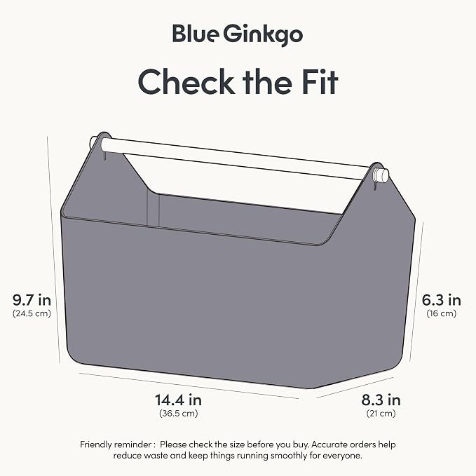 BLUE GINKGO Storage Basket, Large 10.5L, Grey, Made in Korea | Portable. Spacious Storage Bin. Everyday Organization. - Image 2