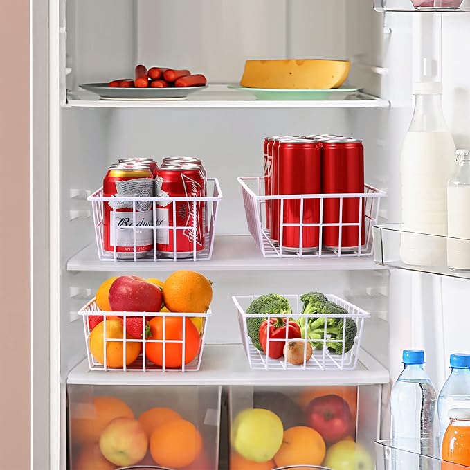 Orgneas Freezer Organizer Bins for Upright Freezer Metal Wire Baskets | Chest Freezer Storage Refrigerator Kitchen Pantry Organization for Fruits Vegetables Soda Cans Toys and Snacks, Set of 6 - Image 4