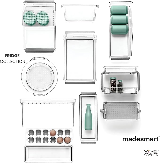 madesmart Fridge Soda Can Organizer, Clear Carbon | open compartment, holds 12 cans, kitchen utility, woman owned - Image 5