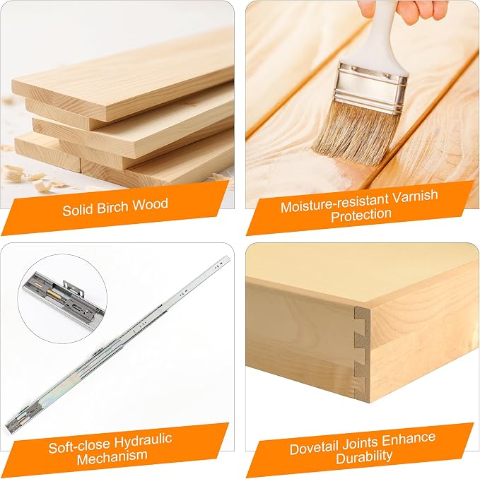 Pull Out Cabinet Organizer, 26" W x 21" D | Soft Close Pull Out Drawers for Cabinets with Heavy Duty Slides, Wood Slide Out Drawers for Kitchen Cabinets - Image 5