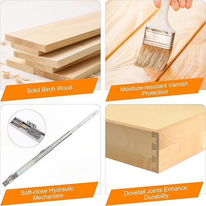 Pull Out Cabinet Organizer, 8" W x 21" D | Soft Close Pull Out Drawers for Cabinets with Heavy Duty Slides, Wood Slide Out Drawers for Kitchen Cabinets - Image 5