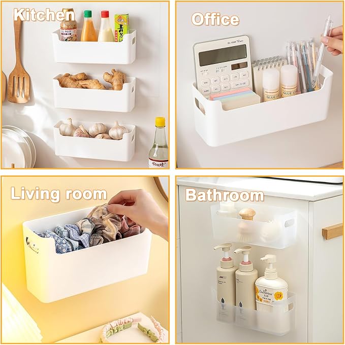 3 Pcs Kitchen Cabinet Door Organizer, Adhesive Mount Inside Cabinet Door Storage, Under Sink Storage Shelf for Kitchen,Bathroom,Office (Transparent) - Image 5