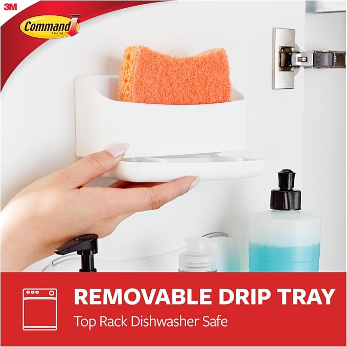 Command Under Sink Sponge Caddy, Total 2 Caddies with 8 Strips, 2 Pack of 1 Caddy, Organize Damage-Free - Image 5