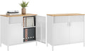 SONGMICS Set of 2 Storage Cabinets, Metal Cabinet, Sideboard with 2 Doors, 15.7 x 31.5 x 29.9 Inches, Magnetic Closure, Adjustable Shelf, Steel Frame, Natural Beige and White ULSC791W01 | Metal Cabinet, 15.7 x 31.5 x 29.9 Inches, Magnetic Closure, Adju... by Unknown