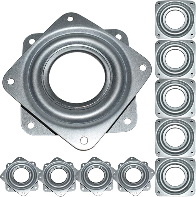 10Pack 3Inch Lazy Susan Hardware Square Rotating Bearing Plate Turntable | Lazy Susan Hardware Base for Serving Trays Kitchen Storage Racks Craft Table Zinc Plated Steel Swivel Plate 500lbs Capacity by Evadow