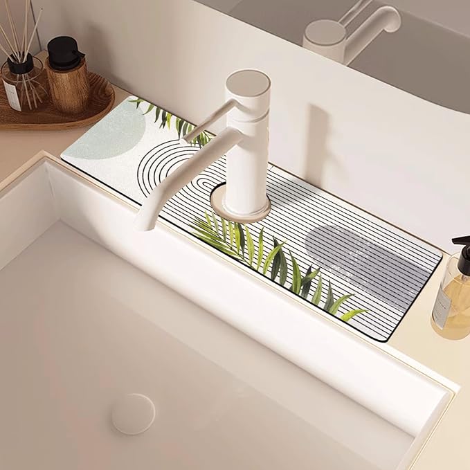 Sink Faucet Absorbing Mat, 2 Pack Drying Mat Around Faucet Sink Splash Guard Behind Faucet Sinkmat For Kitchen Bathroom Island Rv 15 * 5.5 Inch (38 * 14 cm) - Image 7