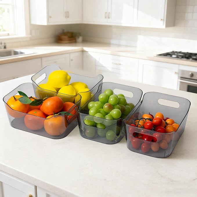 Tiawudi 8 Pack Plastic Storage Bins, Clear Pantry Organizers and Storage Containers, Multi-Use Organizer Bins for Kitchen, Bathroom, Office, Shelf, Fridge, Home Edit and Cabinet Organizers - Image 3
