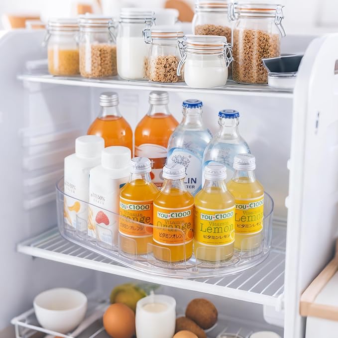 Drink Organizer for Fridge - 360° Rotating Lazy Susan for Refrigerator, 13.5''x8.5'' Clear Lazy Susan Turntable for Refrigerator Organizers and Storage, Kitchen, Table Top, Cabinet, Pantry, 1 Pack - Image 7