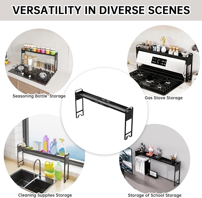 Over The Sink Shelf & Window Plant Shelf, Expandable Kitchen Organization | Adjustable in Height & Length, Multi-Purpose Storage Rack, For Stove, Bathroom, Study - Image 4