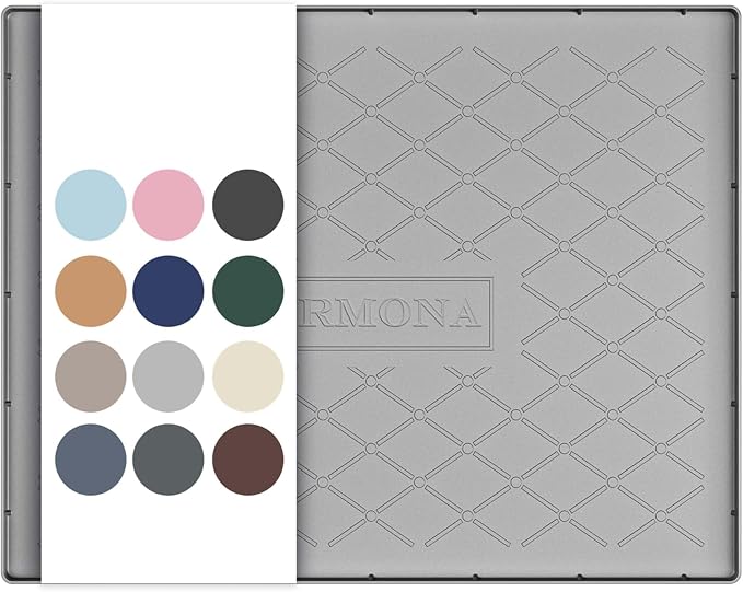 URMONA 25" x 22" Waterproof Silicone Mat in Multiple Sizes & Colors, Under Sink Mat for Kitchen & Bathroom, Pet Food Pad for Dogs & Cats, Kitchen Cabinet Liner, Multi-Purpose for Storage(Light Grey) by URMONA
