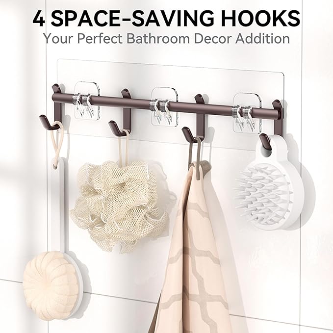 Shower Caddy Adhesive, Rustproof Shower Organizer with Soap Holder, Large Capacity Shower Shelves for Inside Shower, No Drilling Bathroom Organizers and Storage for Home Decor（6 Pack Bronze） - Image 4