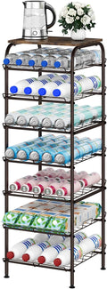 smusei Water Bottle Organizer 7 Tier Free Standing Water Bottle Storage Rack Metal Water Bottle Rack Shelf Large Capacity Bottled Water Holder Beverage Drink Stand for Kitchen Pantry Office, Brown by smusei