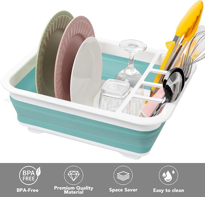 Tiawudi Collapsible Dish Drying Rack, Pop Up Dinnerware Drainer, Portable Plate Organizer for Kitchen RV Campers Travel Trailer, Space Saving Kitchen Storage Tray - Image 4