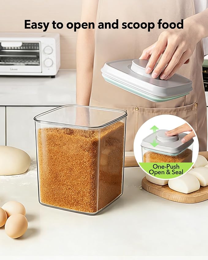 Food Storage Container Sets, 2.8 Qt + 4.2 Qt *2 Airtight Canisters with Lids and 130ml Scoop, BPA-Free Plastic Pantry Containers for Flour, Sugar, Rice - Image 2