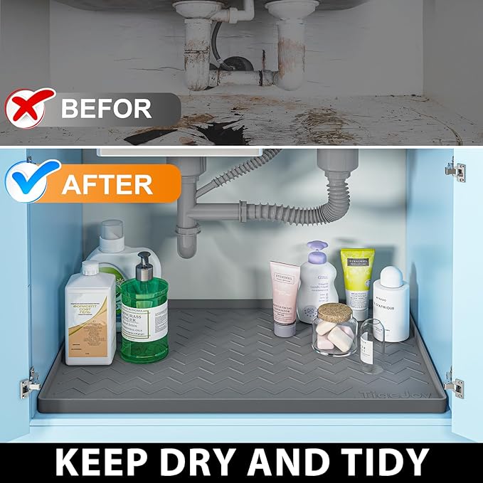 TigeJoy Under Sink Mats for Kitchen Waterproof 28" x 19", Cabinet Liner | Leak-Proof Silicone Mat Sink Protector, Kitchen Essentials Organizer and Storage,Boot or Shoe Tray, Pet Feeding Mat - Image 5