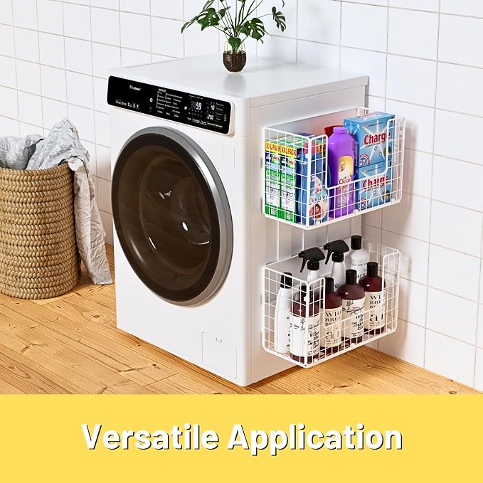Magnetic Fridge Shelf, Fruit Potato & Onion Storage Bins, Pantry Organizers, Large Container Basket for Refrigerator, Kitchen Counter, Cabinet (2, White) - Image 4