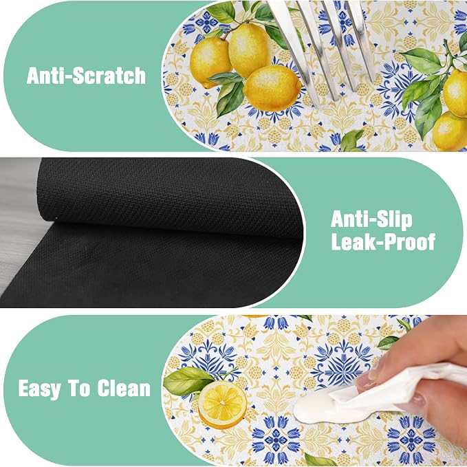 Kitchen Sink Splash Guard Faucet Mat 15" X 5.5" Lemon Absorbent Fast Drying Mat Faucet Draining Mat Sink Splash Guard Behind Faucet Drip Catcher for Kitchen Bathroom - Image 6