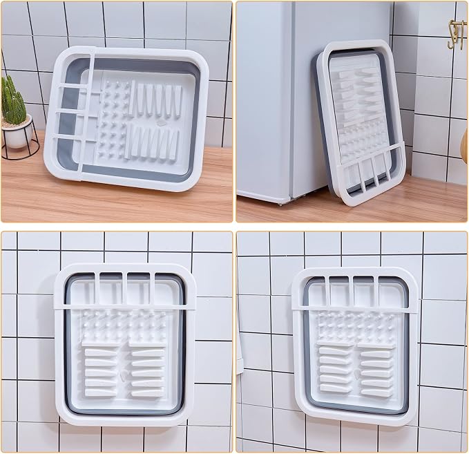Goderewild Collapsible Dish Drying Rack with Rotating Drain & Plug,Space-Saving Dish Drainers for Kitchen Counter, Portable Dish Rack Over Sink Drying Dinnerware,Travel Trailer RV Camping Essentials - Image 7