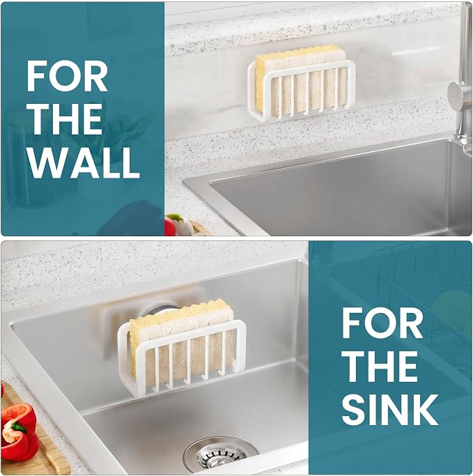 TAILI Rustproof Sponge Holder for Kitchen Sink with Suction Cup-White | Rustproof Aluminum Sink Caddy for Sponges, Brushes, Stoppers & Scrapers,Removable Ventilated Quick-dry Design, Holds Up 11lbs - Image 7