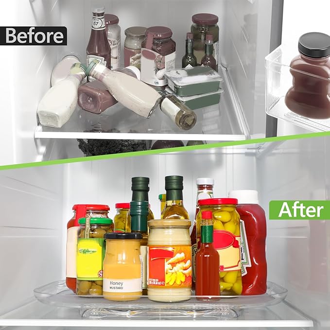 360° Rotating Lazy Susan for Refrigerator, Refrigerator Turntable Organizer, Rectangular Fridge Organizer, Cabinet, Pantry, Refrigerator Organizers and Storage, 15.75x11.81in (S) - Image 2