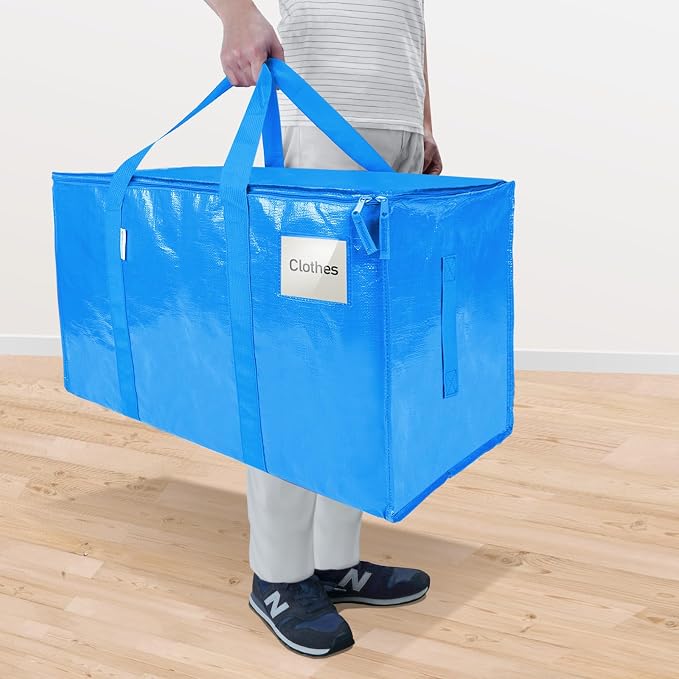 TICONN 6 Pack Extra Large Moving Bags Heavy Duty with Zippers & Carrying Handles, Durable Storage Bags Moving Boxes for Closet Organizers and Storage (6 Pack, Sky Blue) - Image 2