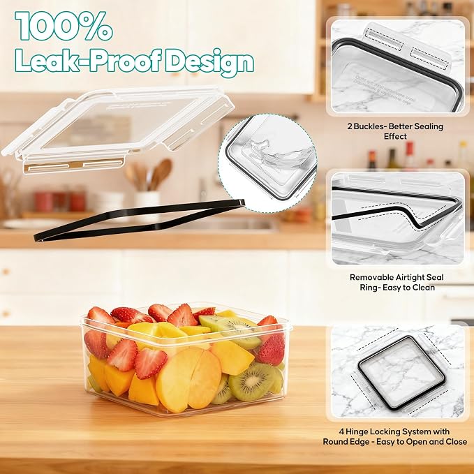 40 Pcs Food Storage Containers with Lids Airtight (20 Lids & 20 Containers) | Reusable Plastic Leakproof Meal-Prep Container for Kitchen Storage Organization Microwave/Dishwasher Safe with Labels & Pen - Image 4