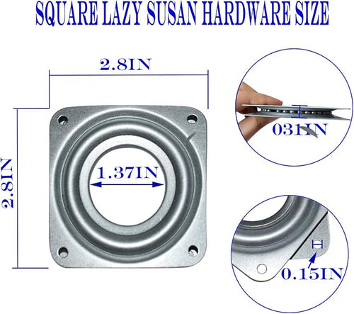 10Pack 3Inch Lazy Susan Hardware Square Rotating Bearing Plate Turntable | Lazy Susan Hardware Base for Serving Trays Kitchen Storage Racks Craft Table Zinc Plated Steel Swivel Plate 500lbs Capacity - Image 2
