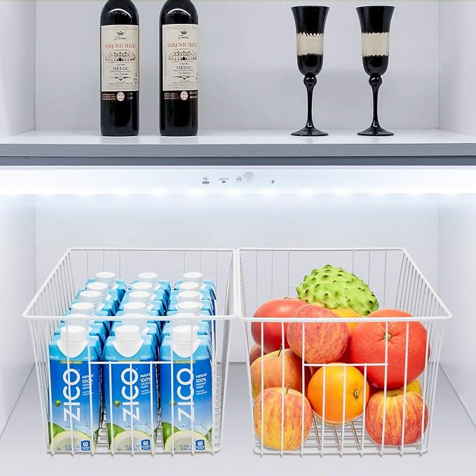 16inch Freezer Storage Organizer Baskets, Household Wire Refrigerator Bins with Built-in Handles for Cabinet, Pantry, Closet, Bedroom - Image 7