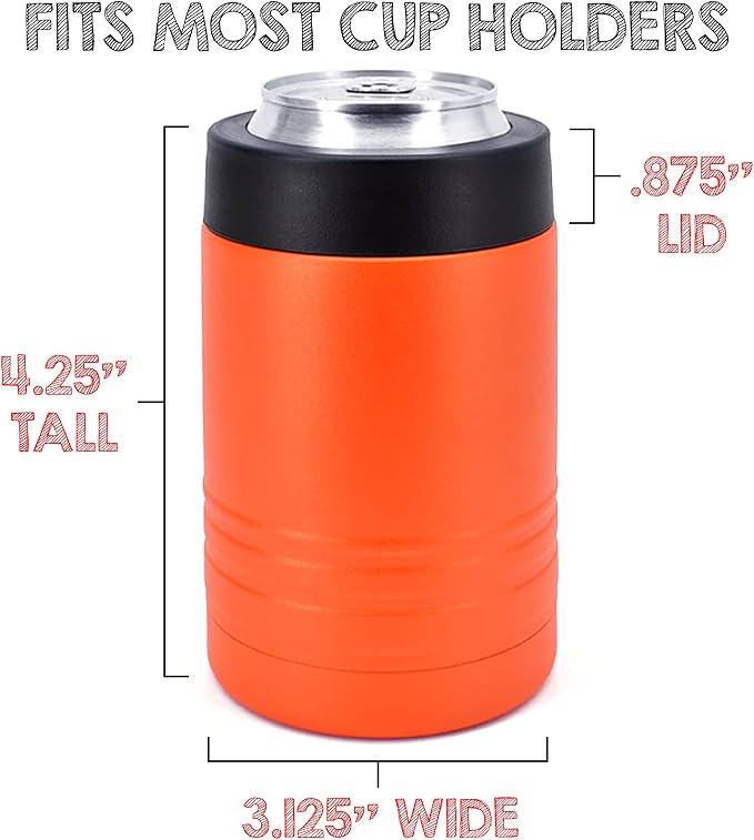 Clear Water Home Goods 4-in-1 12 oz Can Cooler Orange | Double Wall Vacuum Insulated 18/8 Stainless Steel, Fits 12 oz Cans & Bottles and 16 oz Cans, Powder Coated Finish - Image 5