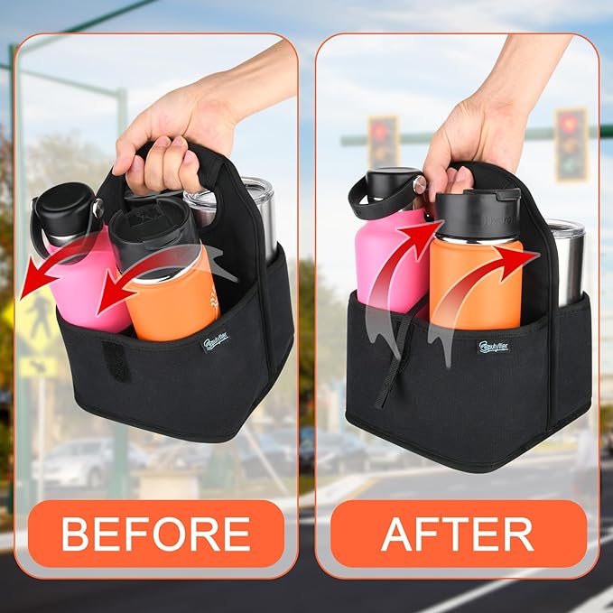 Beautyflier Reusable Insulated Coffee Cup Carrier, Portable Drink Holder with Handle Organizer Tote Bag for Hot & Cold Drinks - Image 4