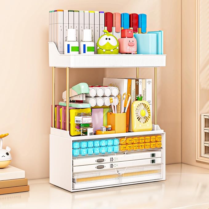 2 Sets 5 Tier Acrylic Makeup & Bathroom Vanity Organizer | 2 Set Clear, 3 drawers 2 open shelves, dustproof, wipe clean, for large skincare, perfumes, lipsticks, dresser, counter - Image 5