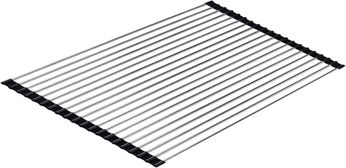 Ahyuan Roll up Dish Drying Rack Over The Sink Kitchen Roll up Sink Drying Rack Portable Dish Drainer Foldable Dish Drying Rack (Black, 20.5''X14'') by Unknown