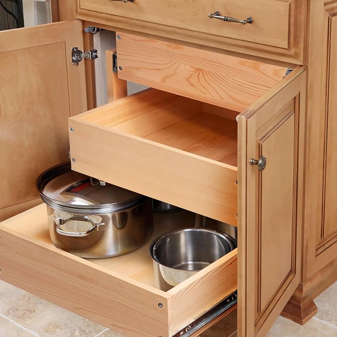 Pull Out Drawers For Cabinets, 20''W×21''D×19''H Soft Close Slide Out Wood Shelves Storage Organizer for Kitchen, 3-Tier, Finished, Heavy-Duty, Bottom Assembly - Image 5