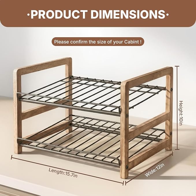DGWJSU Can Organizer for Pantry 2-Tier, Holds up to 24 Cans Storage | Cans Holders for Pantry, Cabinet, Countertop, Carbonized Brown - Image 6