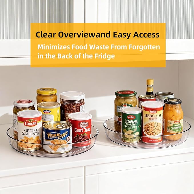 4 Pack Lazy Susan 10 inch Turntable for Spice Organization | Clear BPA-Free Plastic Rotating Organizer for Kitchen Cabinet, Pantry, Countertop, Fridge | 360-Degree Rotating Base - Image 7