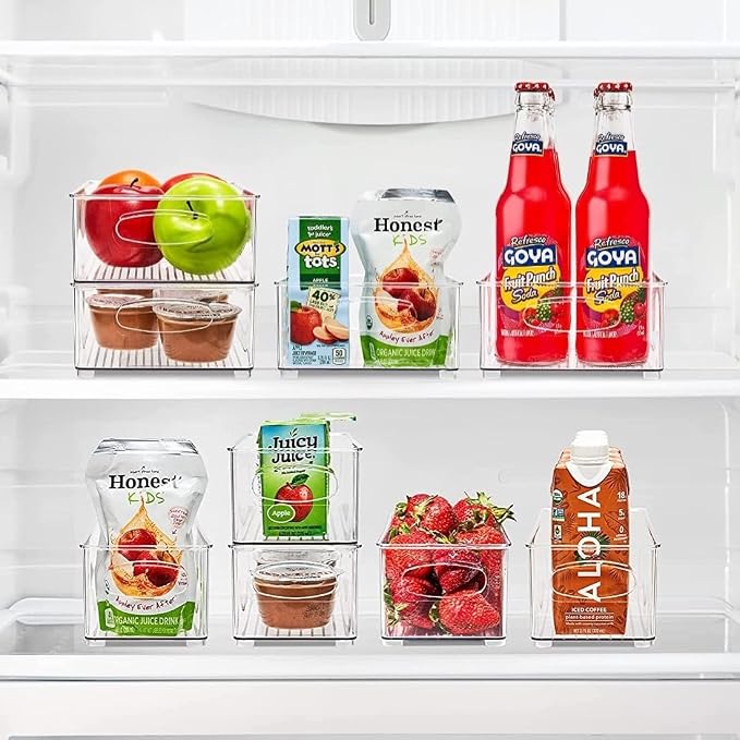 Sorbus Stackable Refrigerator Organizer Bins - Set of 4 Clear Storage Bins for Kitchen Pantry, Freezer & Fridge Organization - Food Organizing Plastic Containers with Handles for Countertops & Drawers - Image 2