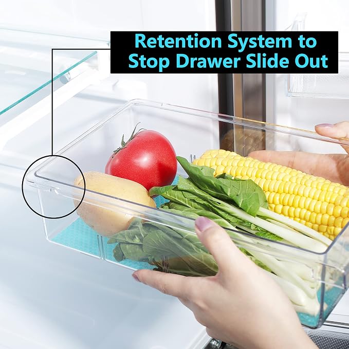 2Pcs Refrigerator Organizer Bins Refrigerator Drawer Fridge Organizers | 2Packs Refrigerator Organizer Fridge Egg Drawer, Pull-out Fridge Storage Box Refrigerator Egg Drawer - Image 5
