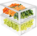 MANO 2Pack Clear Fridge Drawers Pull Out Stackable Refrigerator Drawer Organizer Bins Pantry Storage Box Plastic Food Containers for Kitchen Bathroom Office Closet (2pack Large) by MANO