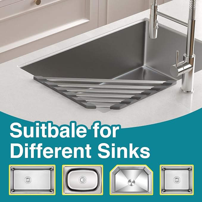 COOL-ANGLE Triangular Corner Sink Drying Rack, Aluminum, 16"x9.5", Gray | Heat Resistant Trivet, Supports Up To 60 Lbs, Rust-Proof Aircraft Aluminum, Ideal For Square Sinks With 0.8 Inch Ledge - Image 5