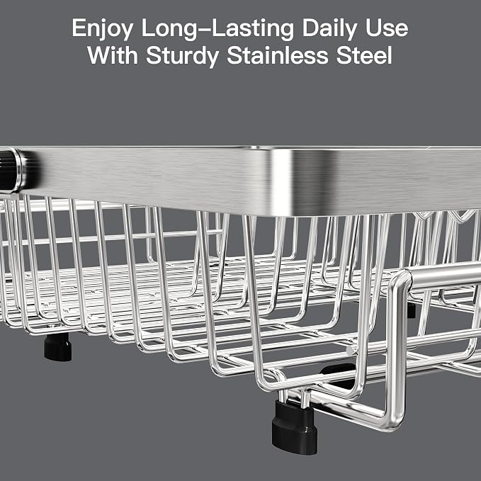 Dish Drying Rack Over The Sink with Utensil Holder | Expandable Stainless Steel Dish Drainer for Small Kitchen, Apartment, RV, Counter Space Saving, Perfect Fit, Rustproof - Image 5