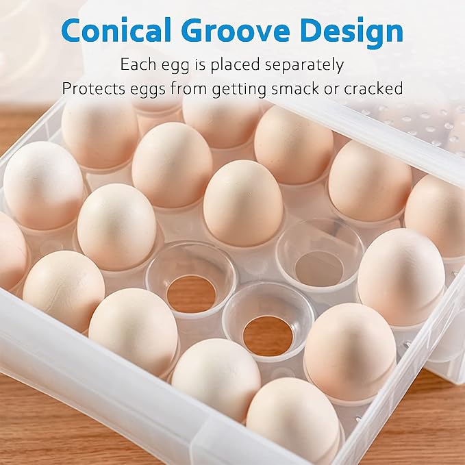 Egg Holder for Refrigerator, THIPOTEN 60 Grid Eggs Storage Container for Refrigerator, Perfect Household Egg Organizer for a Hobby Farm - Image 3