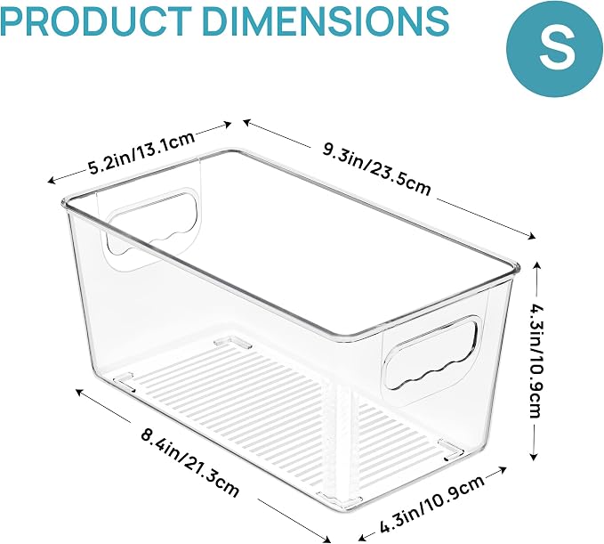 Vtopmart 12 Pack Clear Storage Bins, Pantry Storage Bins with Handle, Small - Image 2
