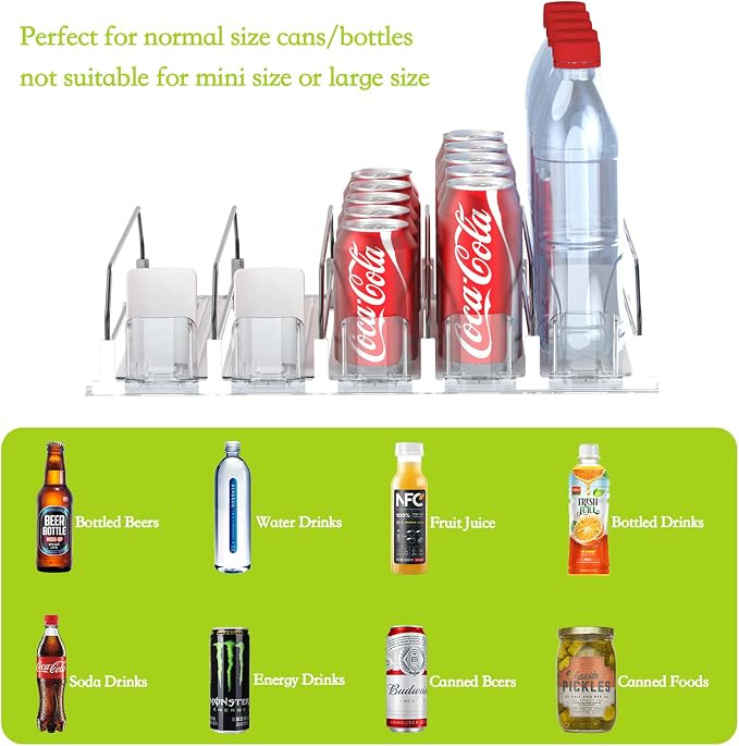 IBORING Drink Organizer for Fridge,Holds up to 15 Cans | Self Pushing Fridge Drink Organizer,Automatic Drink Dispenser for Fridge,Idea for fridge organizers and storage - Image 3