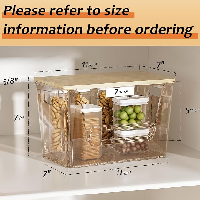 Delamu 3 Pack Pantry Organizers and Storage,Trash Bag Dispenser with Bamboo Top,Stackable Trash Bag Dispenser Under Sink Organizer for 4-30 GalBags,Onion,Potato,Fruits,Clear - Image 2